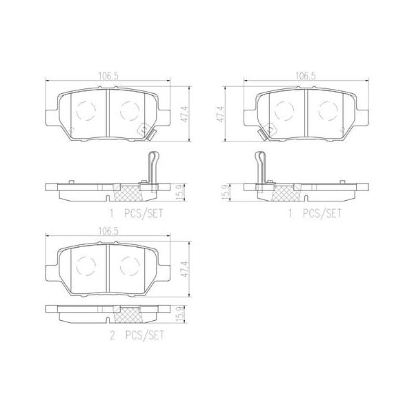 Brembo P28078N NAO Series Premium Ceramic Brake Pad Set Rear