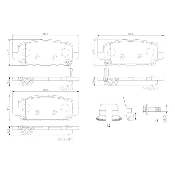 Brembo P28090N NAO Series Premium Ceramic Brake Pad Set Rear