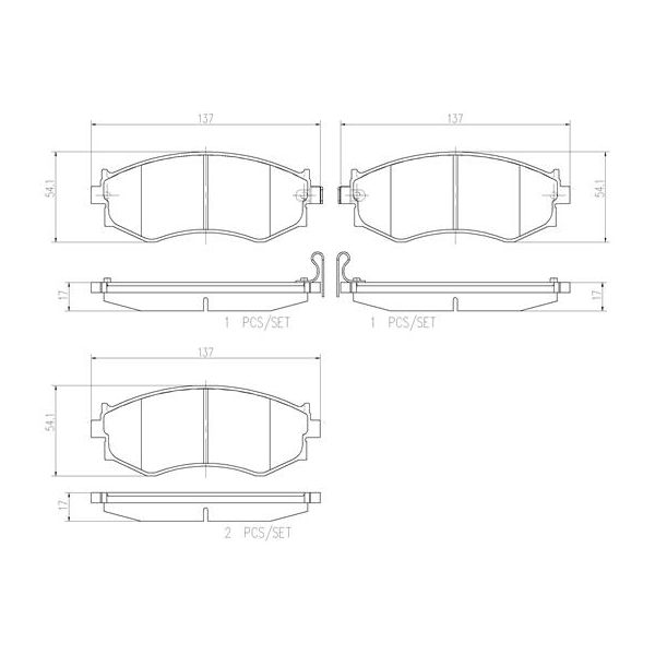 Brembo P30002N NAO Series Premium Ceramic Brake Pad Set Front