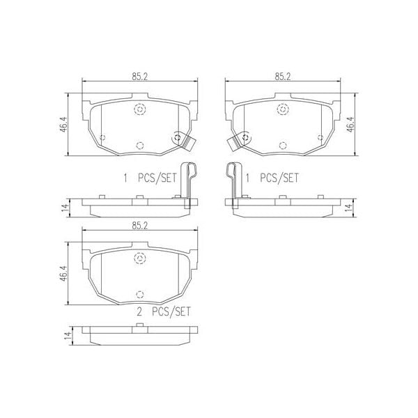 Brembo P30003N NAO Series Premium Ceramic Brake Pad Set Rear