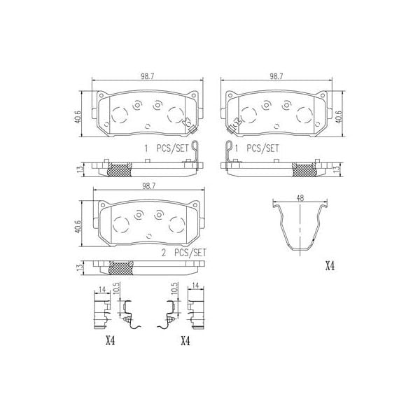 Brembo P30008N NAO Series Premium Ceramic Brake Pad Set Rear