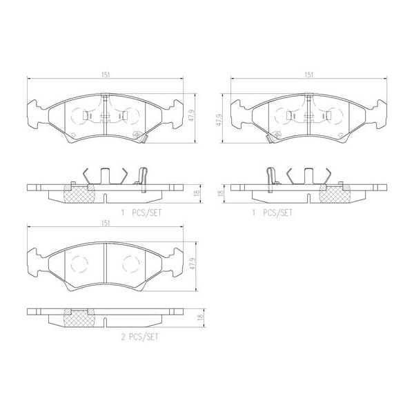 Brembo P30009N NAO Series Premium Ceramic Brake Pad Set Front
