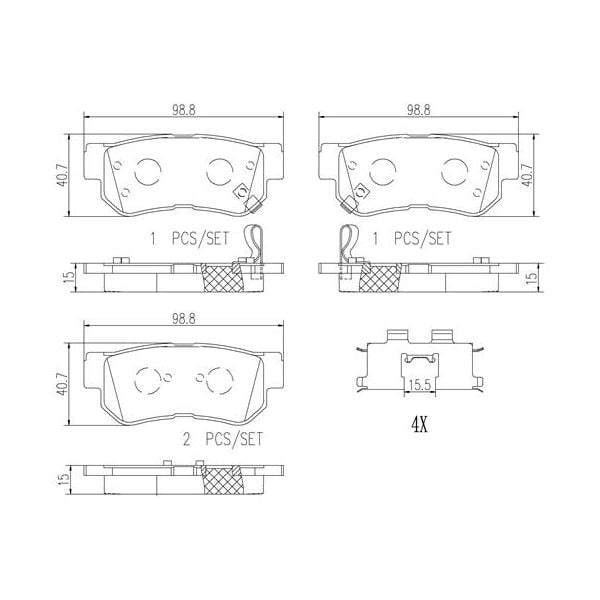 Brembo P30014N NAO Series Premium Ceramic Brake Pad Set Rear