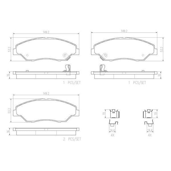 Brembo P30015N NAO Series Premium Ceramic Brake Pad Set Front