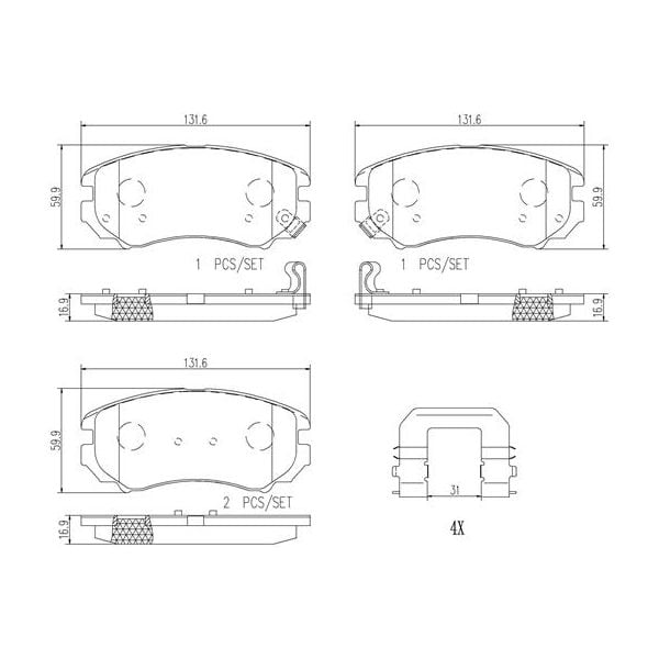 Brembo P30018N NAO Series Premium Ceramic Brake Pad Set Front