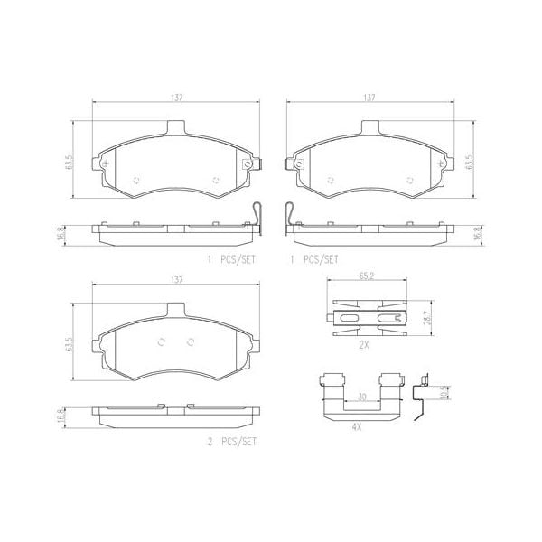 Brembo P30020N NAO Series Premium Ceramic Brake Pad Set Front