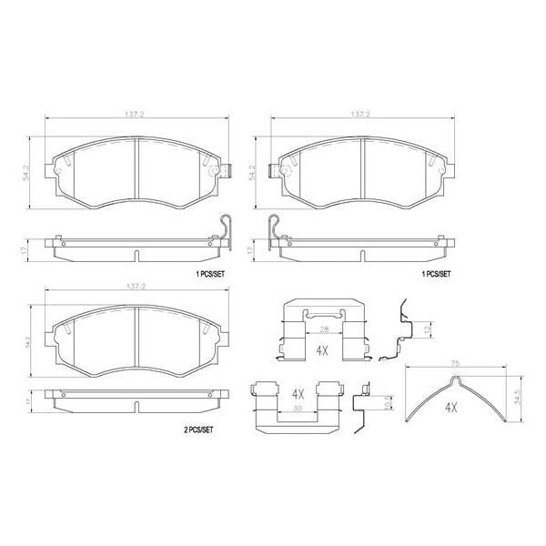Brembo P30022N NAO Series Premium Ceramic Brake Pad Set Front