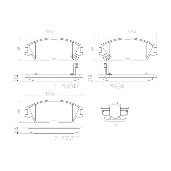 Brembo P30024N NAO Series Premium Ceramic Brake Pad Set Front