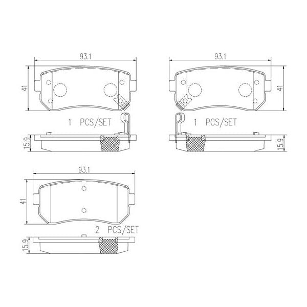 Brembo P30025N NAO Series Premium Ceramic Brake Pad Set Rear