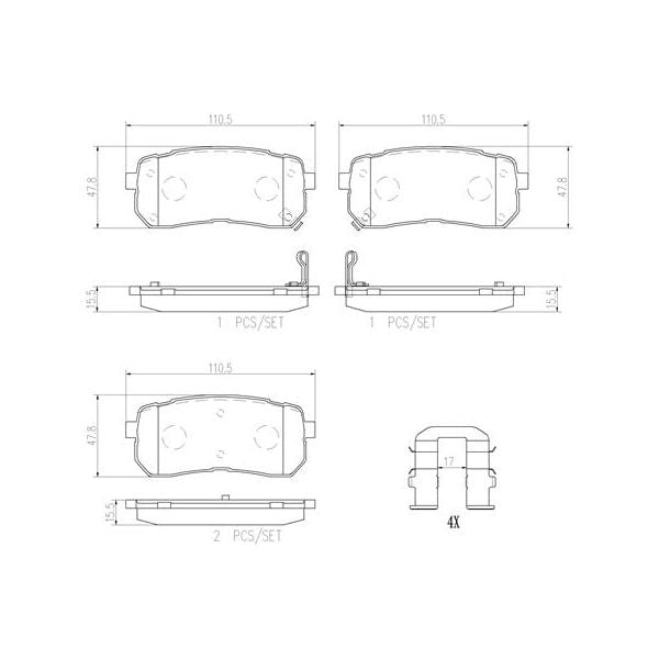Brembo P30035N NAO Series Premium Ceramic Brake Pad Set Rear