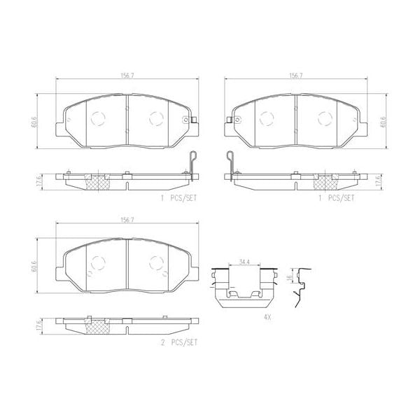 Brembo P30036N NAO Series Premium Ceramic Brake Pad Set Front