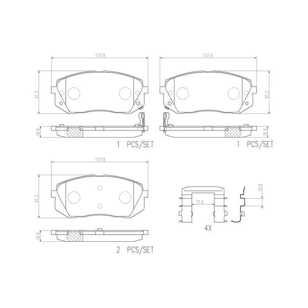 Brembo P30039N NAO Series Premium Ceramic Brake Pad Set Front