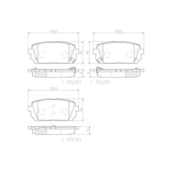 Brembo P30040N NAO Series Premium Ceramic Brake Pad Set Rear