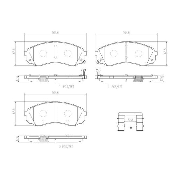 Brembo P30041N NAO Series Premium Ceramic Brake Pad Set Front
