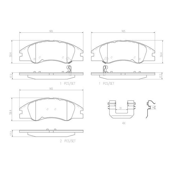 Brembo P30042N NAO Series Premium Ceramic Brake Pad Set Front