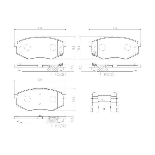 Brembo P30055N NAO Series Premium Ceramic Brake Pad Set Front