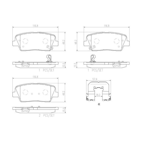 Brembo P30063N NAO Series Premium Ceramic Brake Pad Set Rear