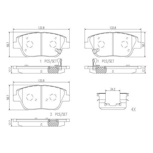Brembo P30066N NAO Series Premium Ceramic Brake Pad Set Front