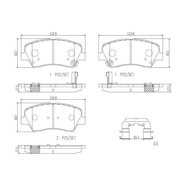 Brembo P30073N NAO Series Premium Ceramic Brake Pad Set Front