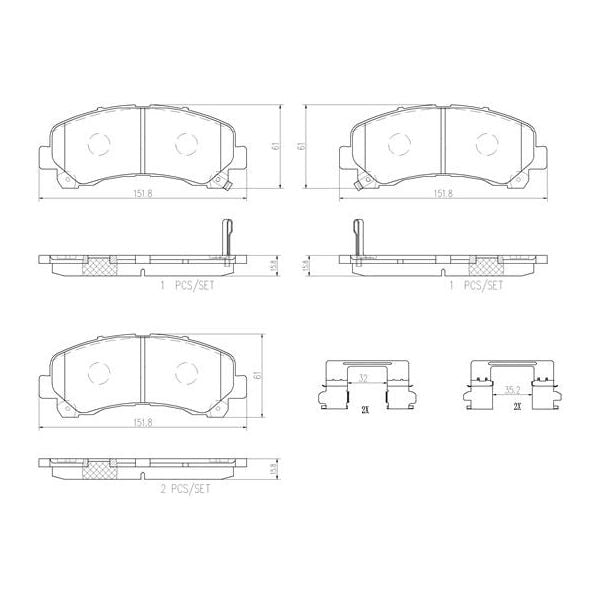 Brembo P34007N NAO Series Premium Ceramic Brake Pad Set Front