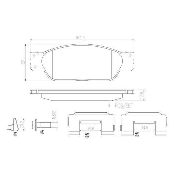 Brembo P36012N NAO Series Premium Ceramic Brake Pad Set Front