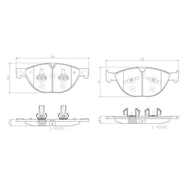 Brembo P36025N NAO Series Premium Ceramic Brake Pad Set Front