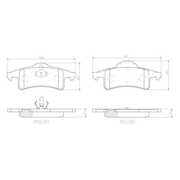 Brembo P37006N NAO Series Premium Ceramic Brake Pad Set Rear