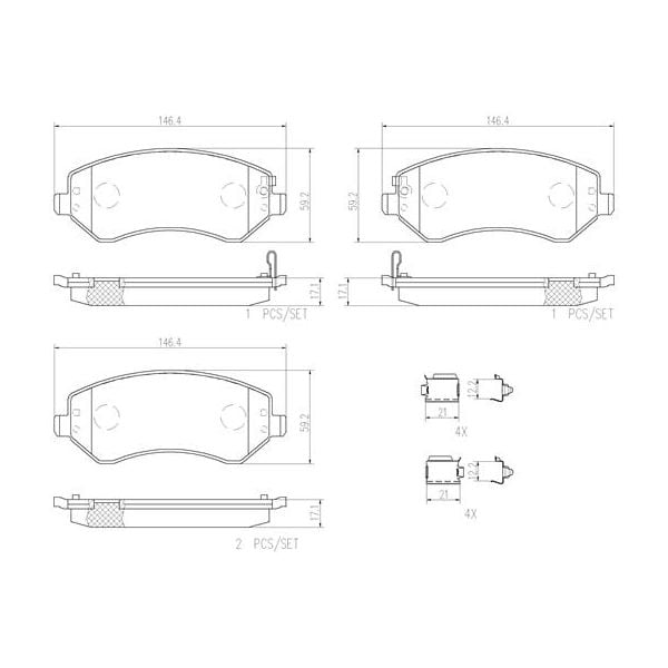 Brembo P37007N NAO Series Premium Ceramic Brake Pad Set Front