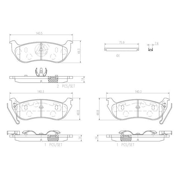 Brembo P37009N NAO Series Premium Ceramic Brake Pad Set Rear