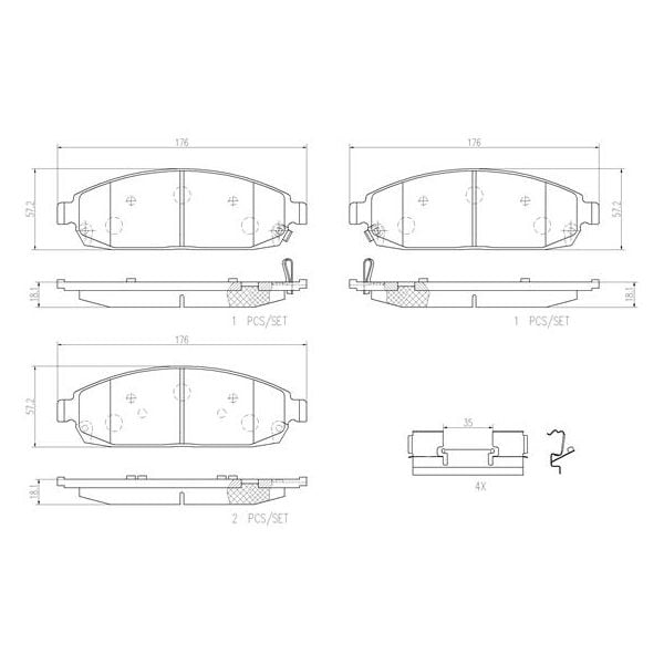Brembo P37010N NAO Series Premium Ceramic Brake Pad Set Front