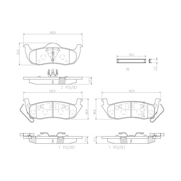 Brembo P37011N NAO Series Premium Ceramic Brake Pad Set Rear
