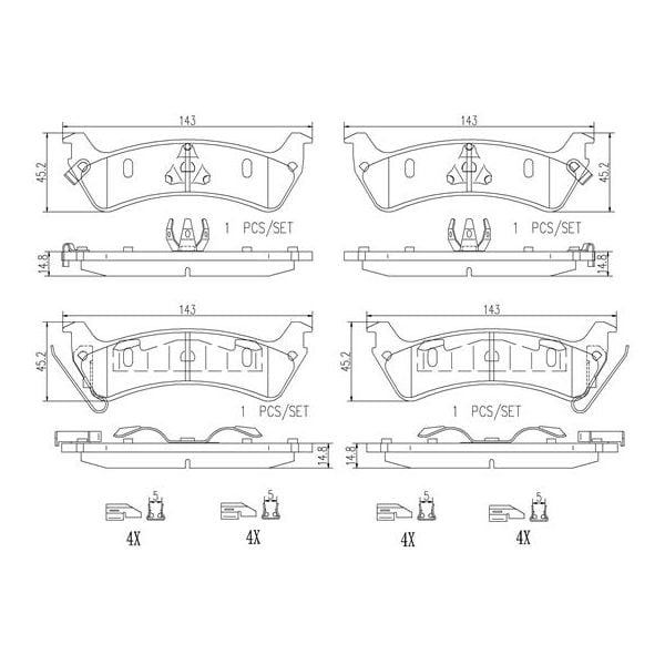 Brembo P37012N NAO Series Premium Ceramic Brake Pad Set Rear