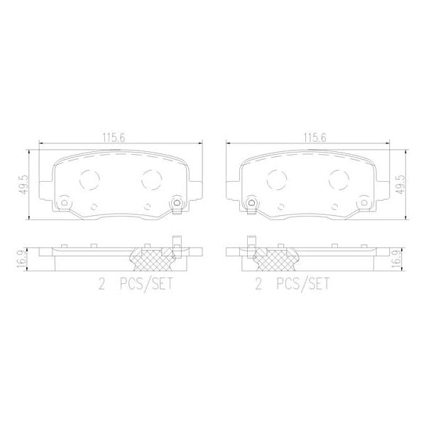 Brembo P37020N NAO Series Premium Ceramic Brake Pad Set Rear