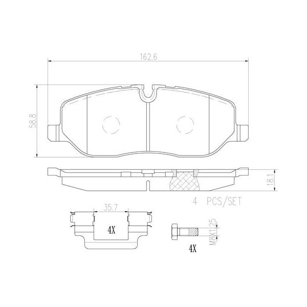 Brembo P44014N NAO Series Premium Ceramic Brake Pad Set Front