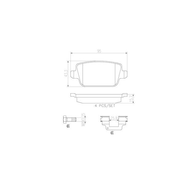 Brembo P44016N NAO Series Premium Ceramic Brake Pad Set Rear