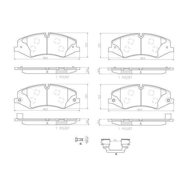 Brembo P44022N NAO Series Premium Ceramic Brake Pad Set Front