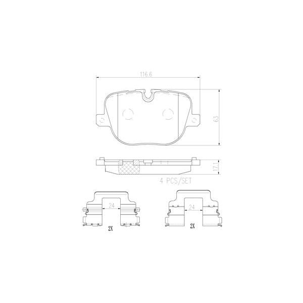 Brembo P44025N NAO Series Premium Ceramic Brake Pad Set Rear
