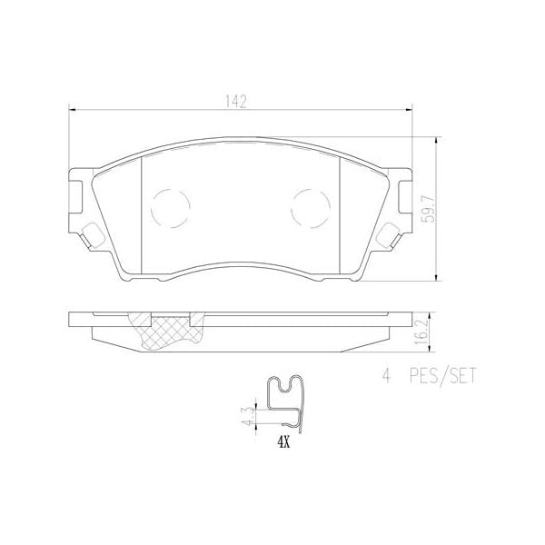 Brembo P49019N NAO Series Premium Ceramic Brake Pad Set Front