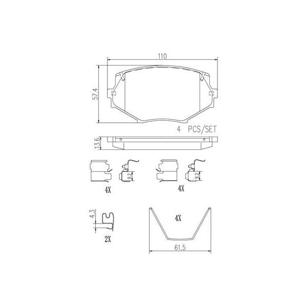 Brembo P49020N NAO Series Premium Ceramic Brake Pad Set Front