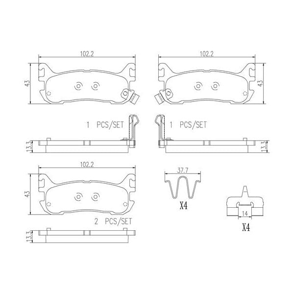 Brembo P49021N NAO Series Premium Ceramic Brake Pad Set Rear