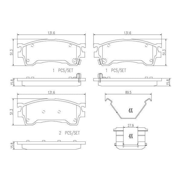 Brembo P49023N NAO Series Premium Ceramic Brake Pad Set Front