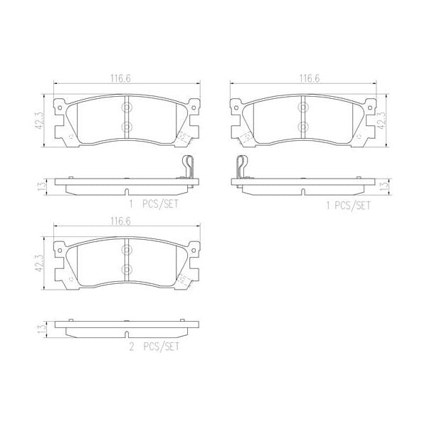 Brembo P49025N NAO Series Premium Ceramic Brake Pad Set Rear