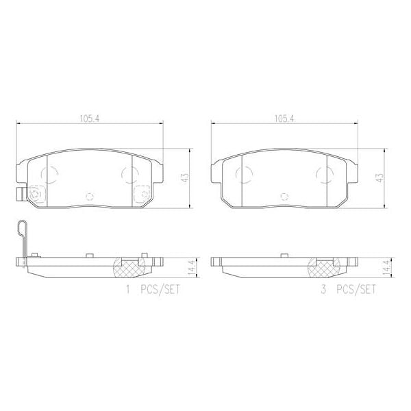 Brembo P49035N NAO Series Premium Ceramic Brake Pad Set Rear