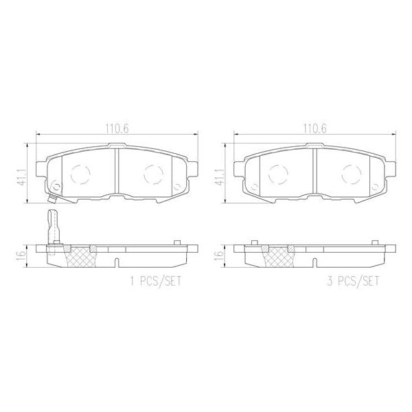 Brembo P49042N NAO Series Premium Ceramic Brake Pad Set Rear