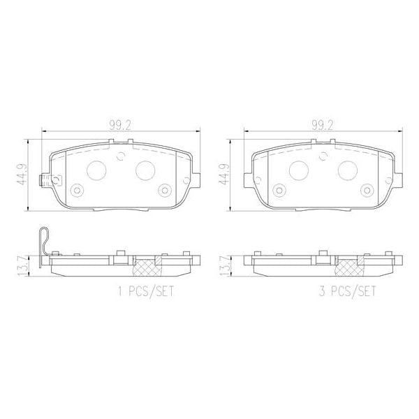 Brembo P49044N NAO Series Premium Ceramic Brake Pad Set Rear