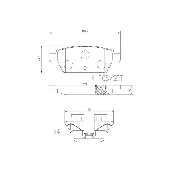 Brembo P49051N NAO Series Premium Ceramic Brake Pad Set Rear