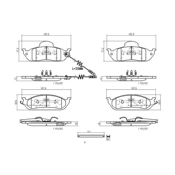 Brembo P50039N NAO Series Premium Ceramic Brake Pad Set Front