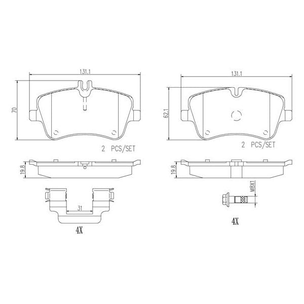 Brembo P50045N NAO Series Premium Ceramic Brake Pad Set Front