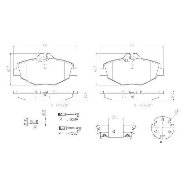 Brembo P50049N NAO Series Premium Ceramic Brake Pad Set Front