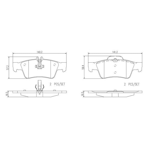 Brembo P50052N NAO Series Premium Ceramic Brake Pad Set Rear